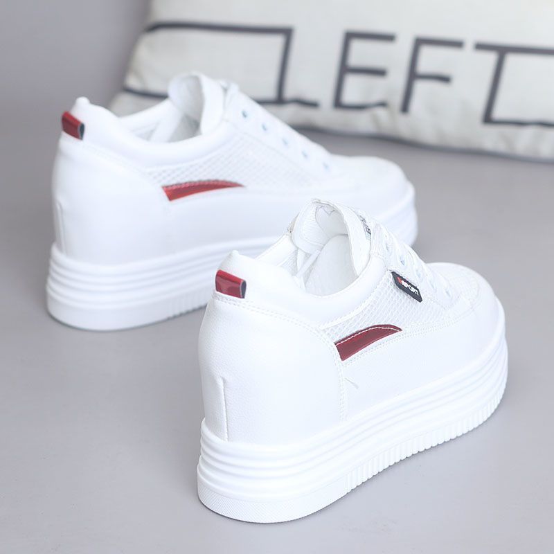 2026 Spring And Autumn Breathable White Shoes For Women, Thick Sole With 4CM Internal Height Increase, Slimming,_vogvips.com