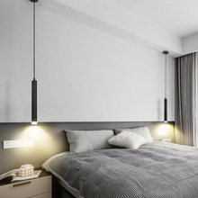 北欧风卧室床头吊灯长线现代简约ins网红创意吧台单头长条小吊灯