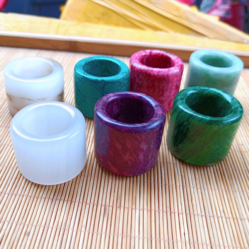 Jade ring finger, Guizhou Cui ring finger, Afghan jade ring, gold silk jade ring, men's jewelry thumb ring