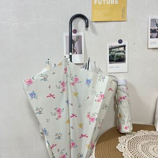 Automatic 8 Bone Fiber Umbrella Artistic Students Rainproof Advertising Umbrella Small Fresh Floral Women's Long Handle Umbrella Logo