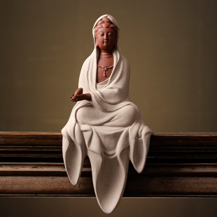 Dripping Water Guanyin Bodhisattva Buddha Decoration New Chinese Zen Home Living Room Entrance Decoration Ceramic Crafts Decoration