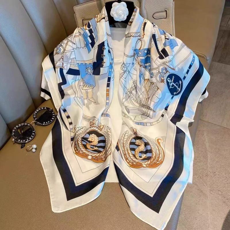 春と夏の韓国版模擬シルクサテン薄いスカーフガーゼエアコンショールビーチタオル 90 日焼け止めシルクスカーフ女性卸売|undefined