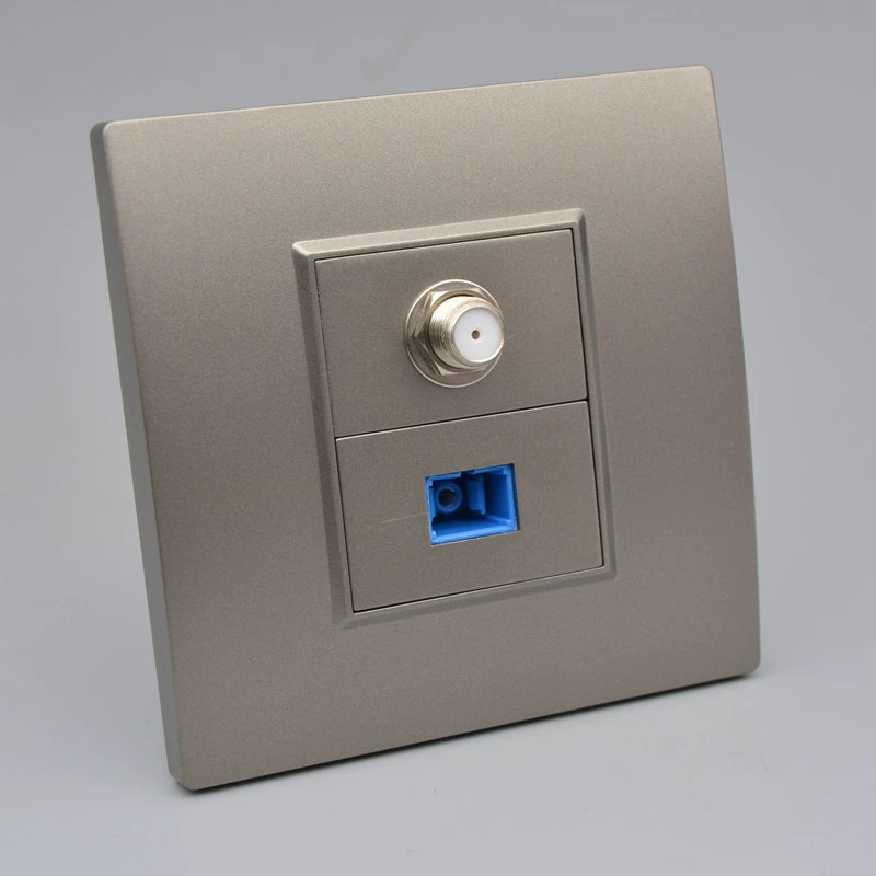 Головка F гнезда порта стекловолокна TV темного серого цвета великобританская связала проволокой панель стены сети стекловолокна мультимедиа стекловолокна SC