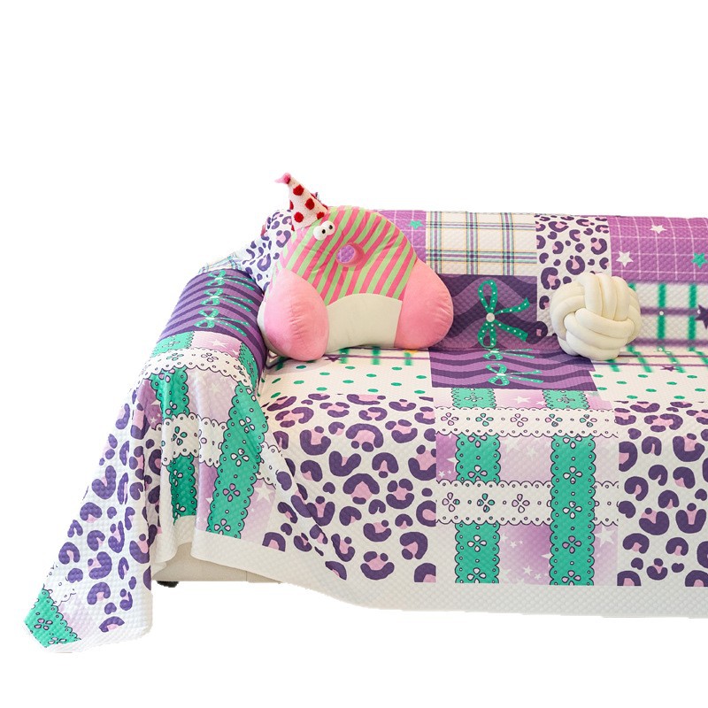 Purple Love Ice Silk, toalla de sofá fresca pequeña, tela de cubierta, nuevo cojín de sofá, funda universal de cubierta completa universal de verano
