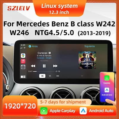 Car Central Control Large Screen Navigation Radio Suitable for Mercedes-Benz B-Class W242 W246 Android Qualcomm 12.3inch Bluetooth (DVD Navigation)