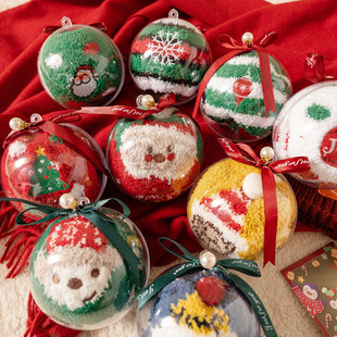 Christmas ball socks wrapped shipping coral fleece plus velvet padded warm sleep socks parent socks children's Christmas gifts