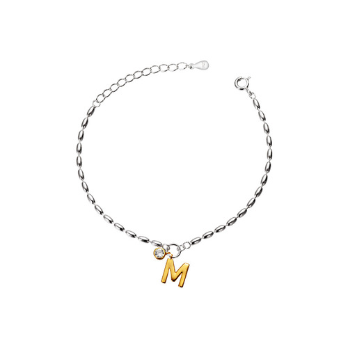 Letter bracelet S925 silver niche design millet zircon hand jewelry light luxury high-end  new trend