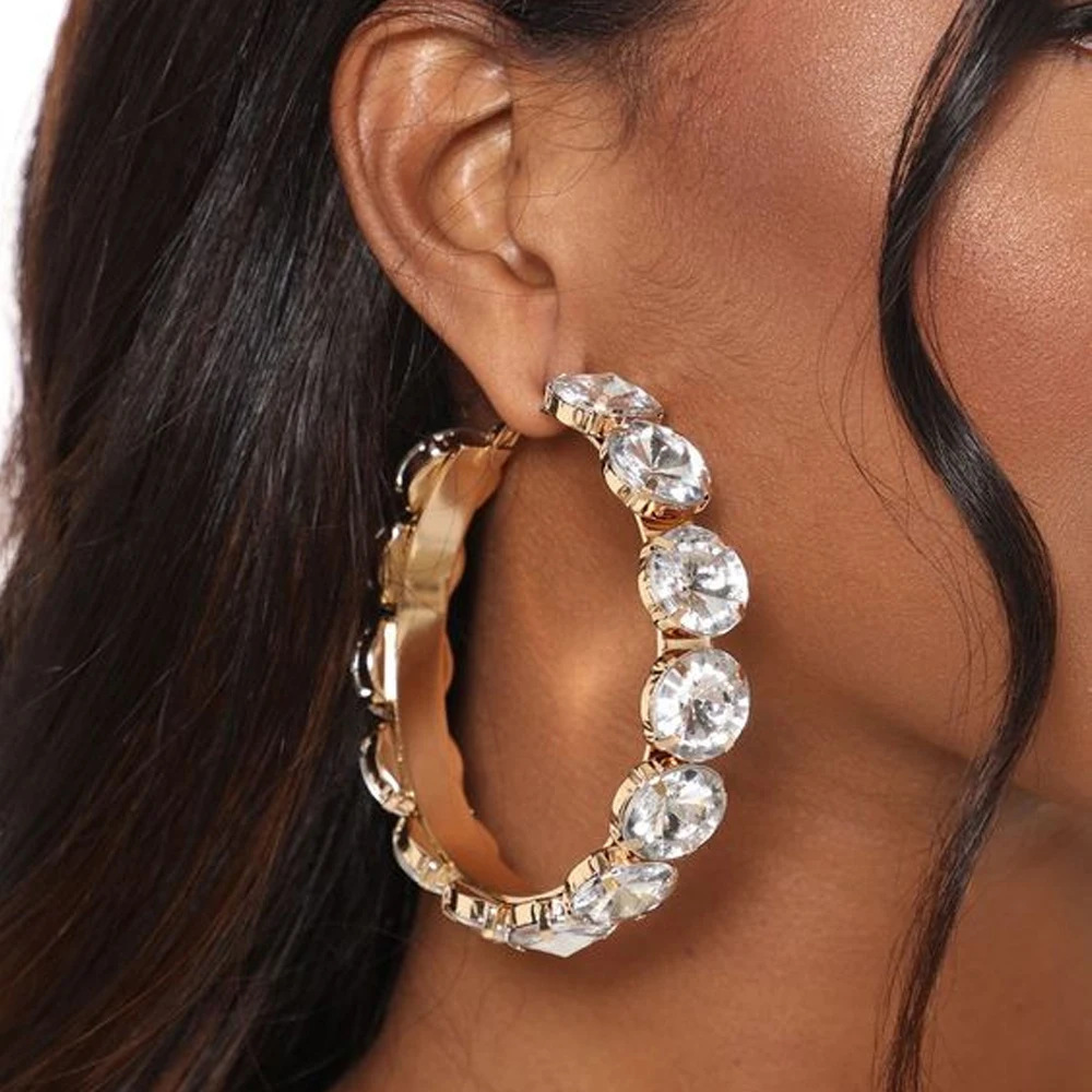 Earrings for Women, High-End Earrings, Cross-Border Exclusive for European and American Exaggerated Round Glass Personalized Earrings for Women Wholesale