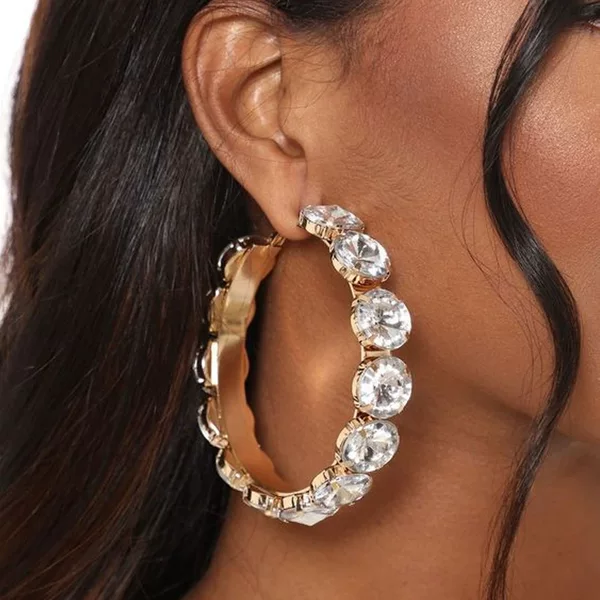 Earrings for Women, High-End Earrings, Cross-Border Exclusive for European and American Exaggerated Round Glass Personalized Earrings for Women Wholesale