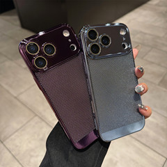 苹果17promax精孔电镀散热手机壳iPhone16蜂窝镂空15全包14保护套