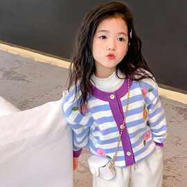 加厚女童外穿针织开衫秋冬新款毛衣儿童百搭外套宝宝中大童打底衫