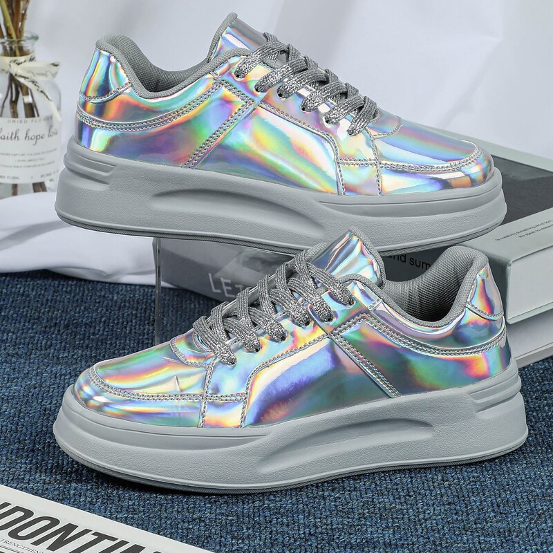 New Casual White Sneakers for Women, Brand Discount Sneakers, Autumn New Versatile Casual Sports Dad Shoes with Square Heels