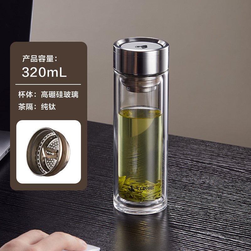 Taza de vidrio transparente de doble capa de alta calidad, taza de té, taza de agua, taza de agua a prueba de quemaduras, taza de té de primavera doméstica de oficina