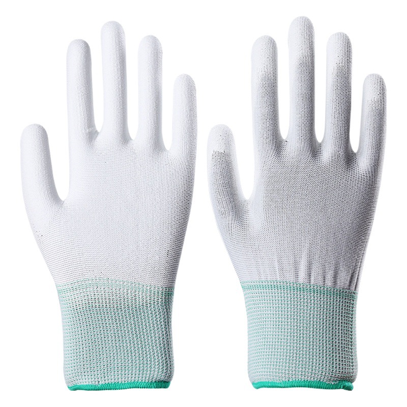 13-PIN nylon Pu Recubrimiento antiestático de inmersión de Palma recubrimiento libre de polvo fábrica electrónica guantes de trabajo blanco al por mayor