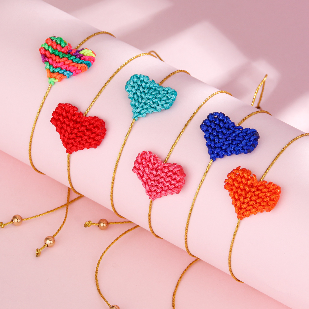 Cord Chain Material IG Style Bohemian Simple Style Heart Shape Cord Wholesale Bracelets