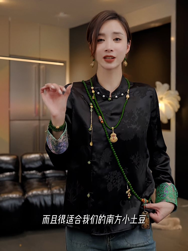 新中式国风盘扣上衣唐装女2024春款女装洋气减龄修身显瘦刺绣衬衫