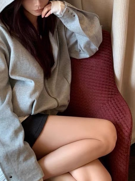 SUNONEON 设计感铆钉宽松连帽卫衣外套女早秋季新美式开衫衣|undefined