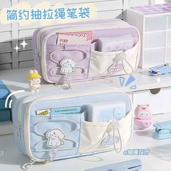 小清新大容量筆袋ins風高颜値男少女多層ひも窓開け文房具箱小衆シンプル