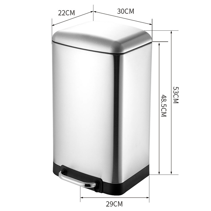 La basura comercial grande puede pedal Cubo de almacenamiento con tapa centro comercial de acero inoxidable unidad de la empresa lenta caída de la basura puede