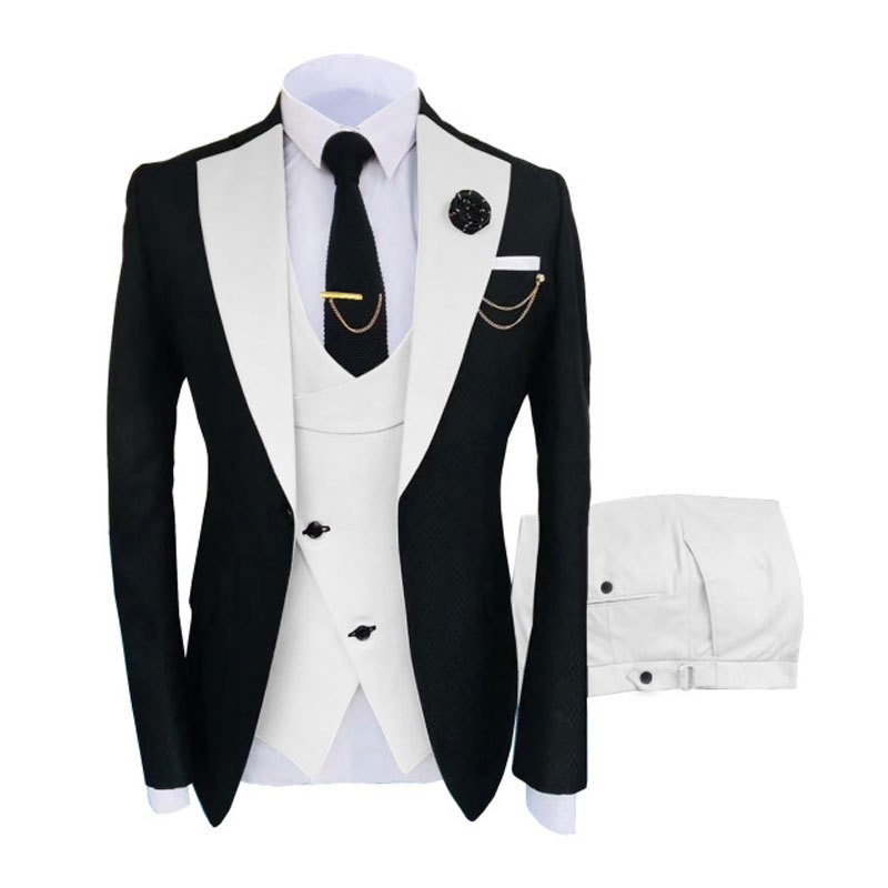 Men's Clothing Men's suit three piece suit Korean version slim fit business banquet host clothing groomsmen suit new_voghion.com