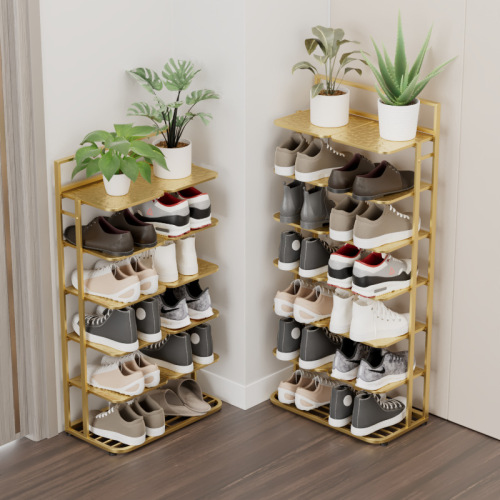 Simple metal storage rack at the door, modern multi-functional shoe cabinet, economical home dormitory multi-layer narrow shoe rack