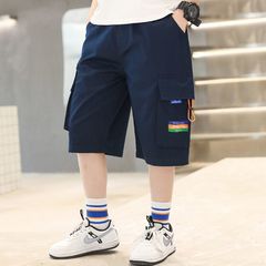 男の子カジュアルショーツ、夏用大きい子供用薄手子供用作業着、七分丈パンツ、男の子スポーツ七分丈パンツ、トレンドアウターウェア