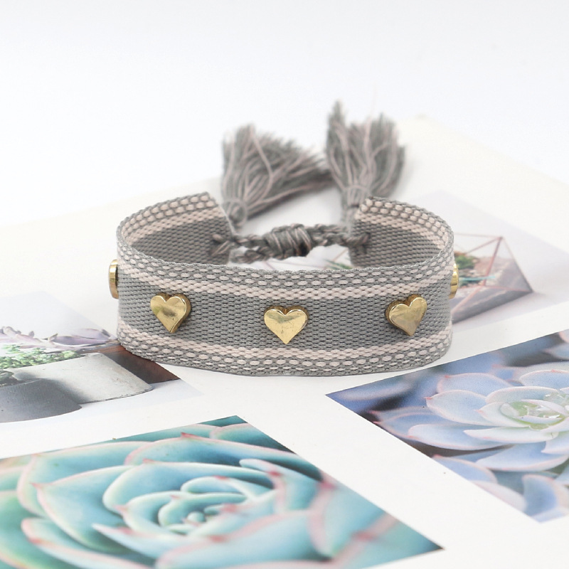 Tassel, Heart Shape Pattern Unisex Gender 1 Piece Bohemian Tassel Heart Shape Polyester Unisex Bracelets
