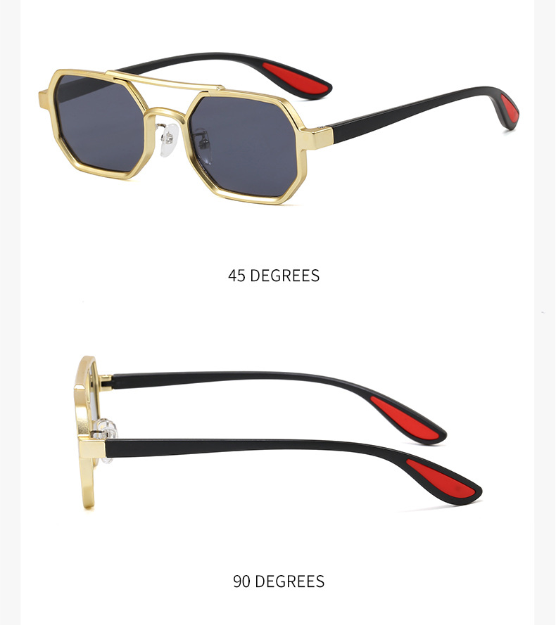Metallic Double-Beam Sunglasses For Men, Outdoor UV Protection, Fashionable Sporty Style, Outdoor Driving Goggles_desvips.com