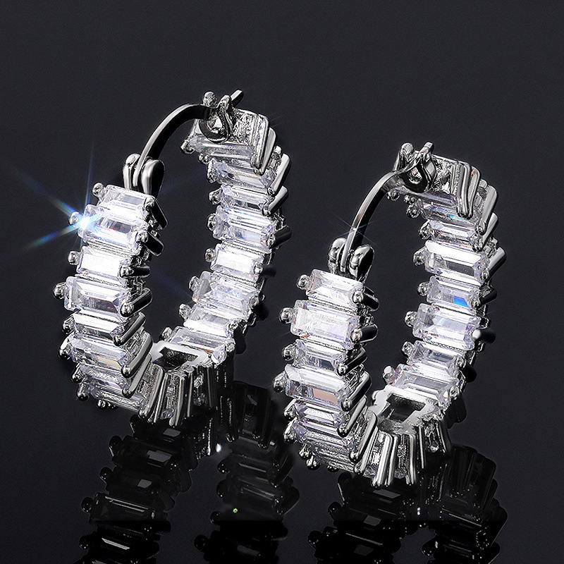 Earrings, zirconium, European style, wholesale