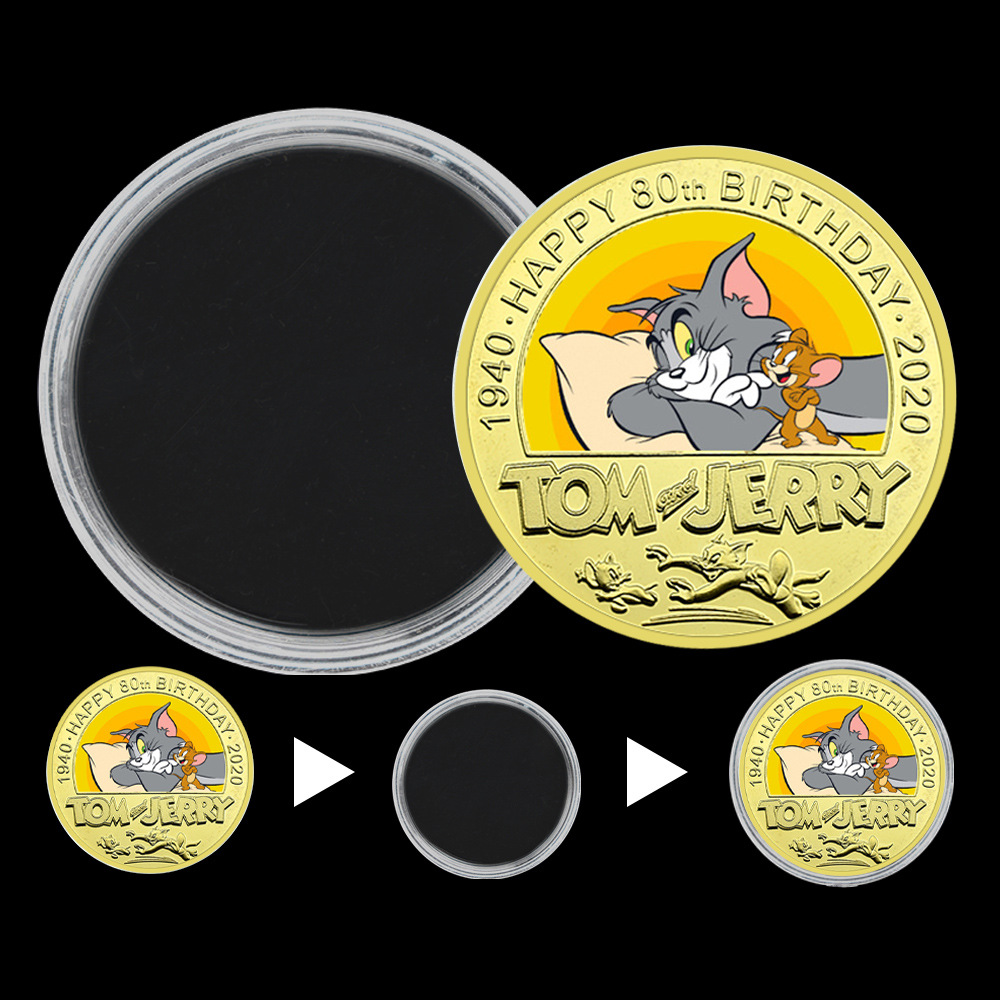 Cat and Mouse Classic Japanese Anime Coin Manga Golden Day Man Metal Moneda conmemorativa Medalla conmemorativa