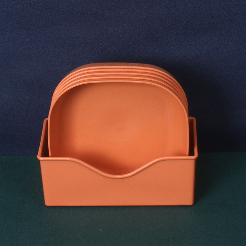 Paja de trigo 15cm profundización plato de hueso cuadrado 5 piezas traje de base plato de pastel resistente a la caída plato aumentado