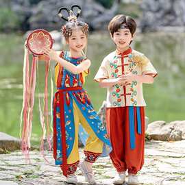 夏季女童汉服新款儿童敦煌演出服古风唐装异域古装表演国风两件套