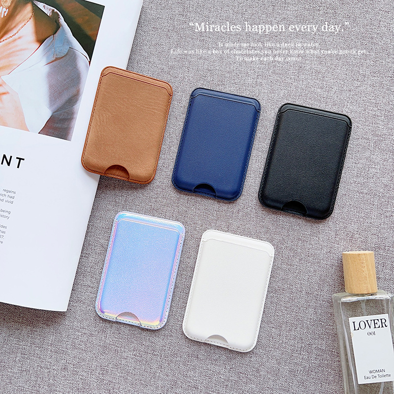 厂家供应简约幻彩卡包  手机插卡卡包背贴手机架证件卡片门禁卡套