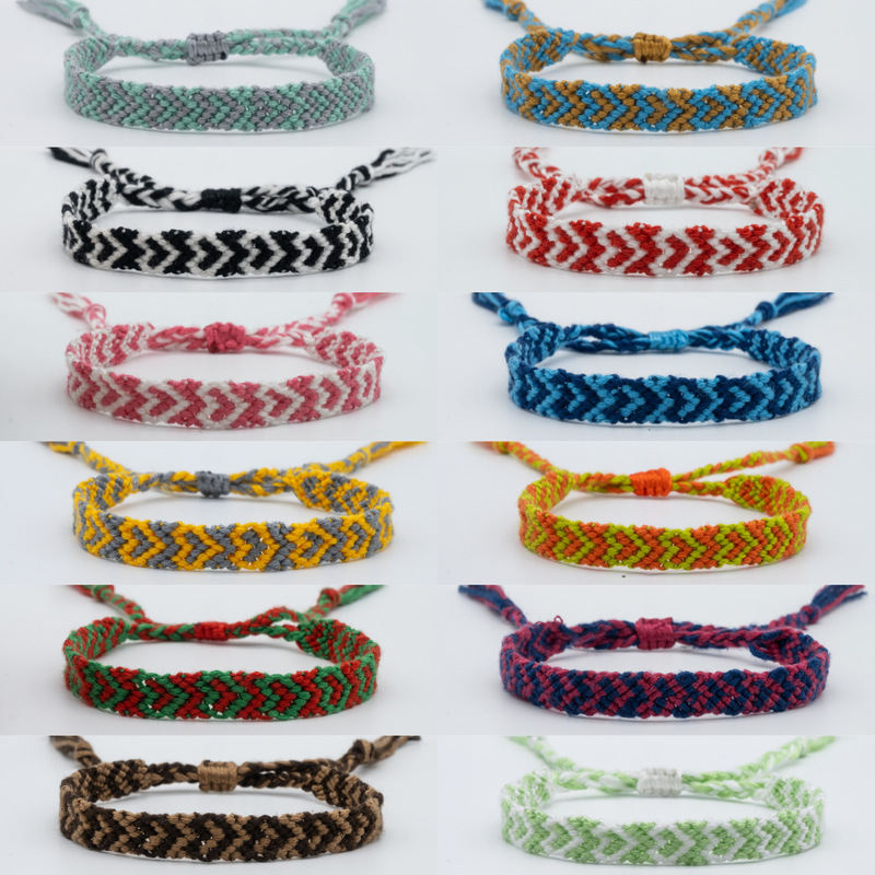 Cross-border Bohemian Hand-woven Friendship Bracelet Peach Heart Cotton Rope Love Adjustable Bracelet Couple Accessories