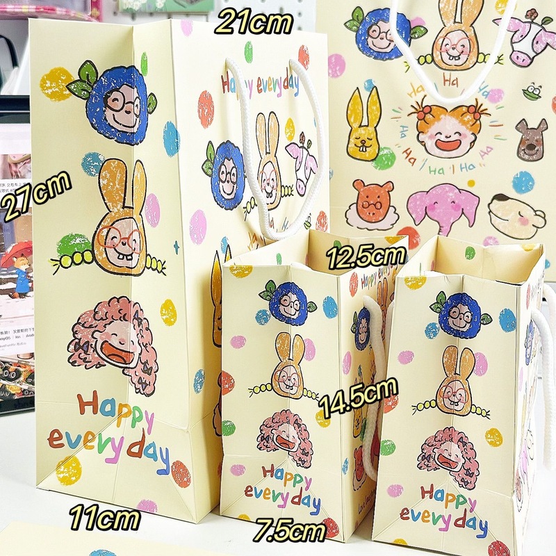 楽しい毎日小動物ギフトバッグins収納袋紙高颜値手提げ袋プレゼント手に持って厚い|undefined