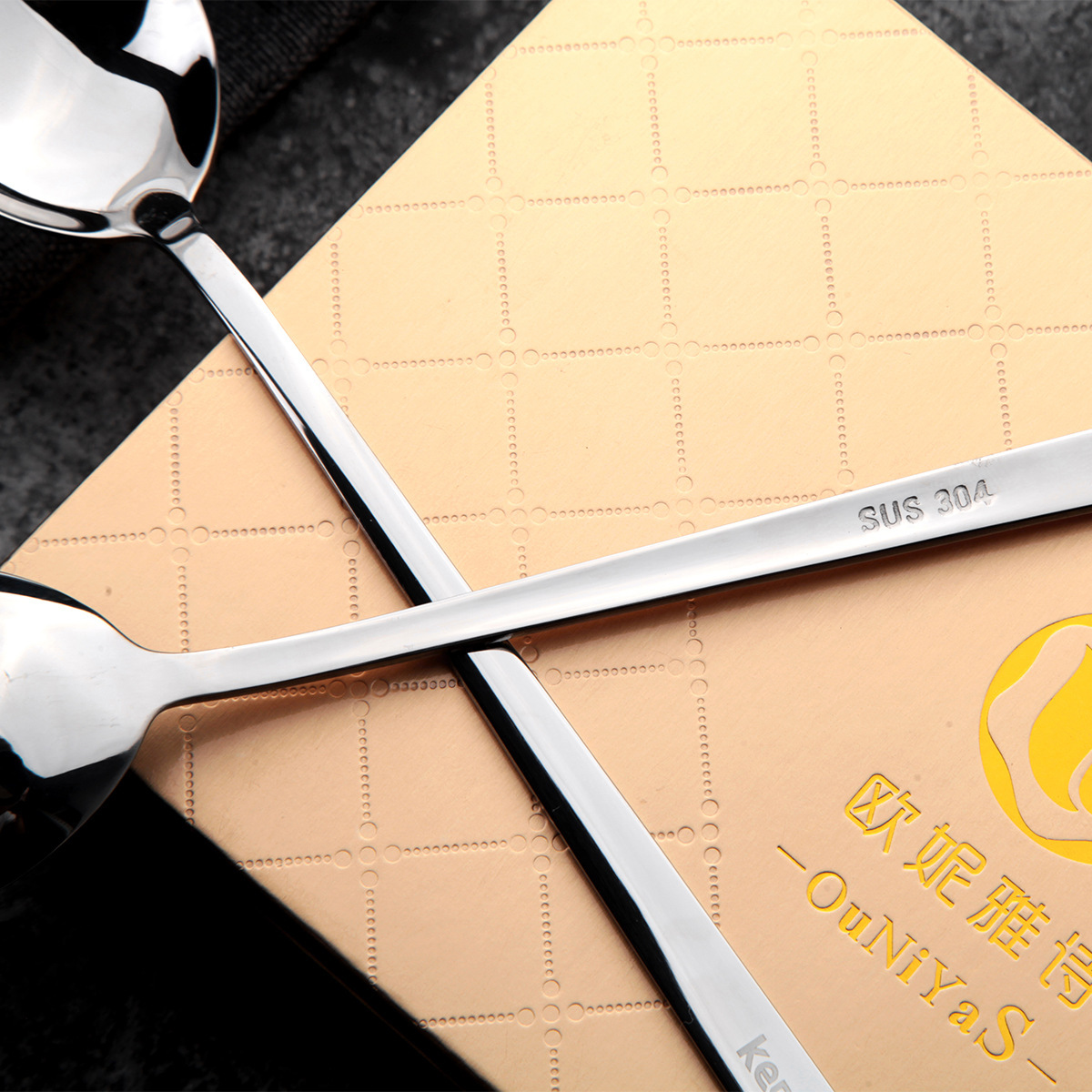 Langskaftet kaffeske i rustfrit stål til dessert og omrøring_voghion.com