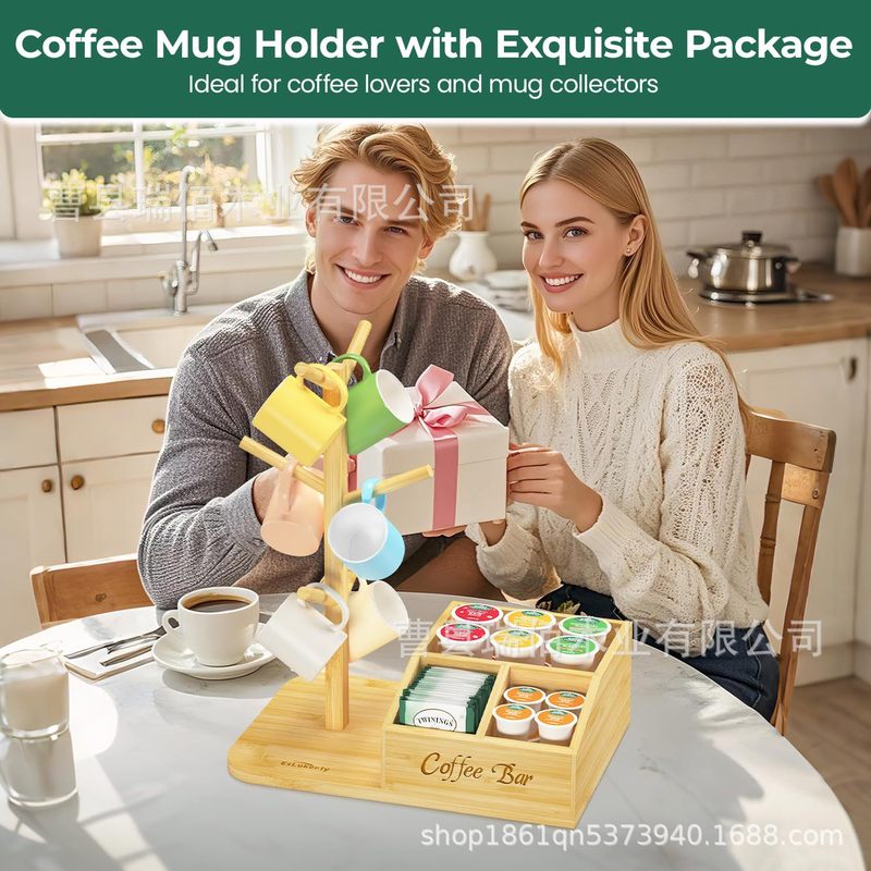 竹マグコーヒーカプセルカップホルダーティールームツリー型コーヒーカップ排水ラック竹コーヒーカップ収納ラック|undefined