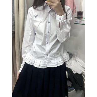College Style Long-Sleeved White Shirt Women's Spring Wear 2025 New Design Lace Hem Sweet Inner Shirt Top