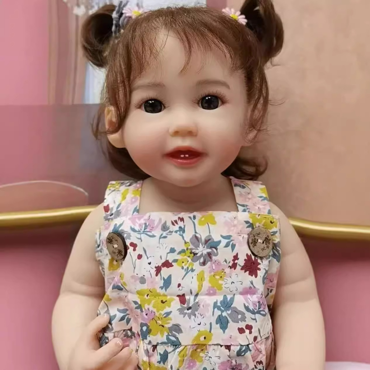 Teegan pelo implantado a mano TikTok suministro Cruz Npk55cm pegamento completo puede entrar en la muñeca de baño de agua