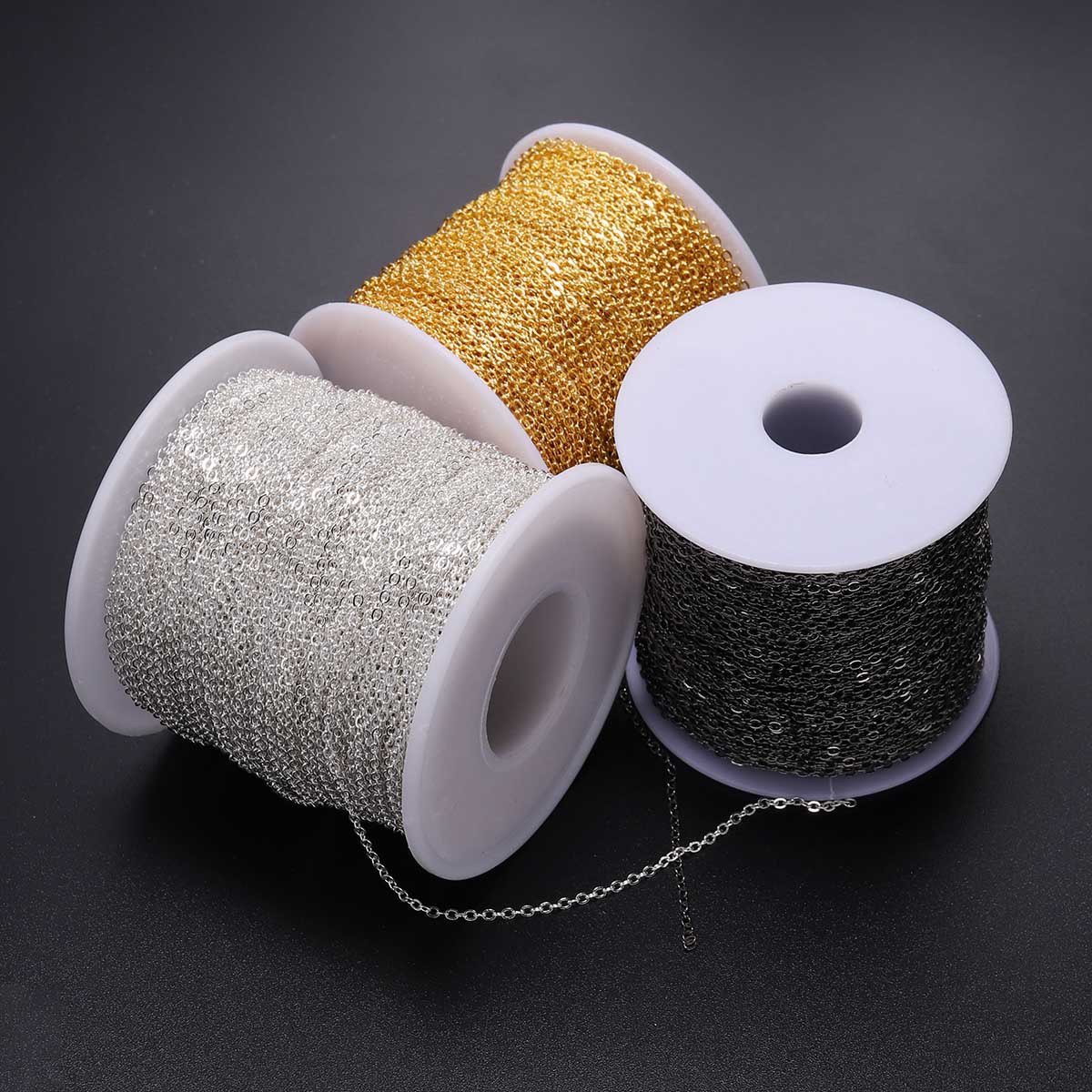 Joyería galvanizada de metal accesorios de joyería collar pulsera de cadena cruzada aplastar o cadena de cadena delgada accesorios didiy