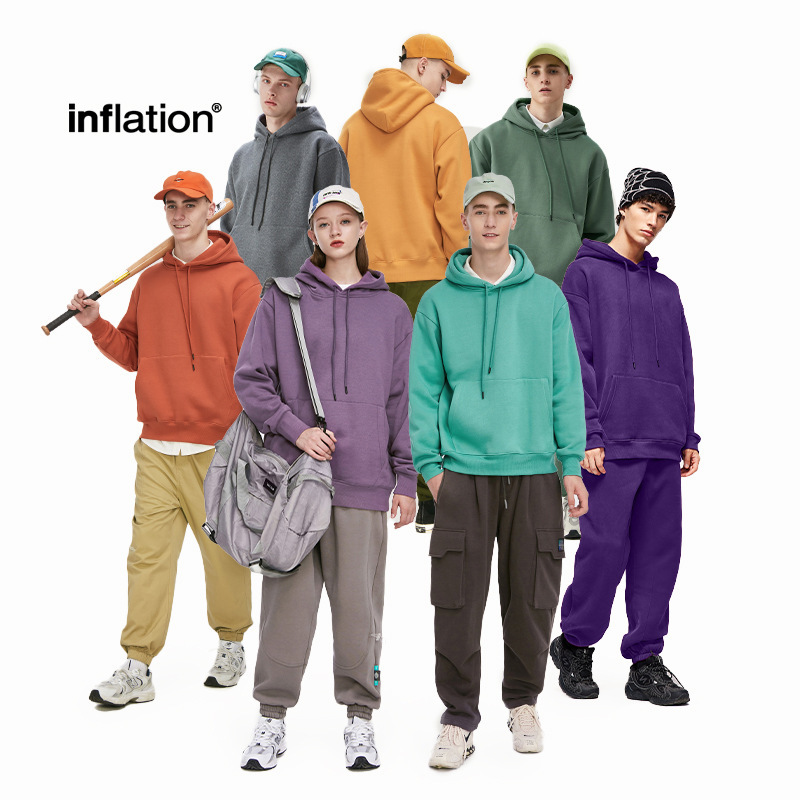 *Inf Men's Clothing | 350g Velvet Pure Color Hooded Sweatshirt 2025 Spring New Fashion Brand Casual Men and Women Same Style