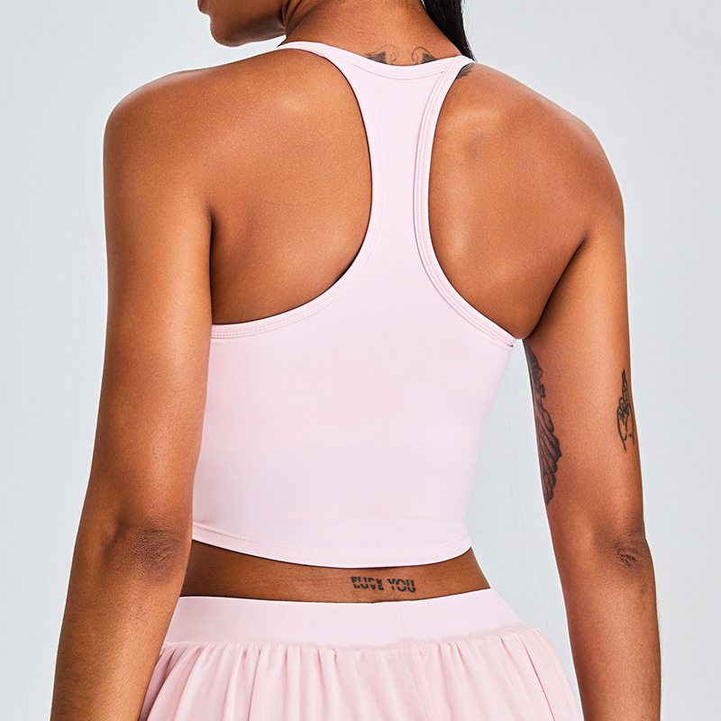 Nuevo chaleco de yoga transfronterizo de cuello en U mujer T-shape belleza ropa interior deportiva correa de hombro delgada secado rápido correr ropa de fitness chaqueta