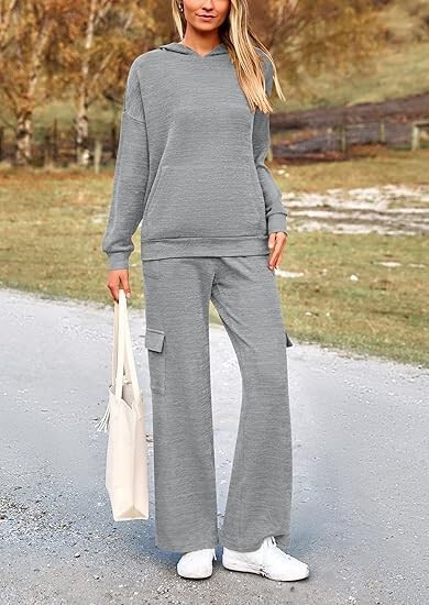 2025欧美跨境女式 2 件套休闲连帽衫运动服套装运动衫宽松秋季时|undefined