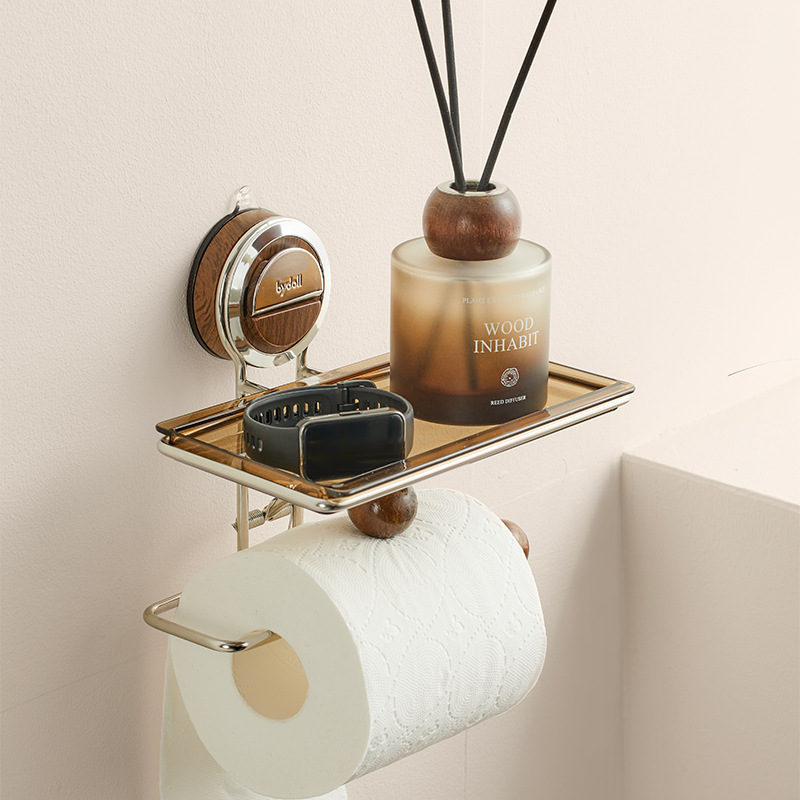Ventosa de estilo antiguo, caja de papel higiénico para baño, soporte de rollo de papel para inodoro, soporte de pared de acero inoxidable sin punzonado y papel