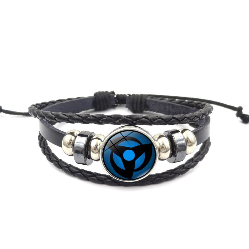 Naruto Sharingan Anime Bracelet for Male and Female Students, Handmade Beaded Leather Bracelet