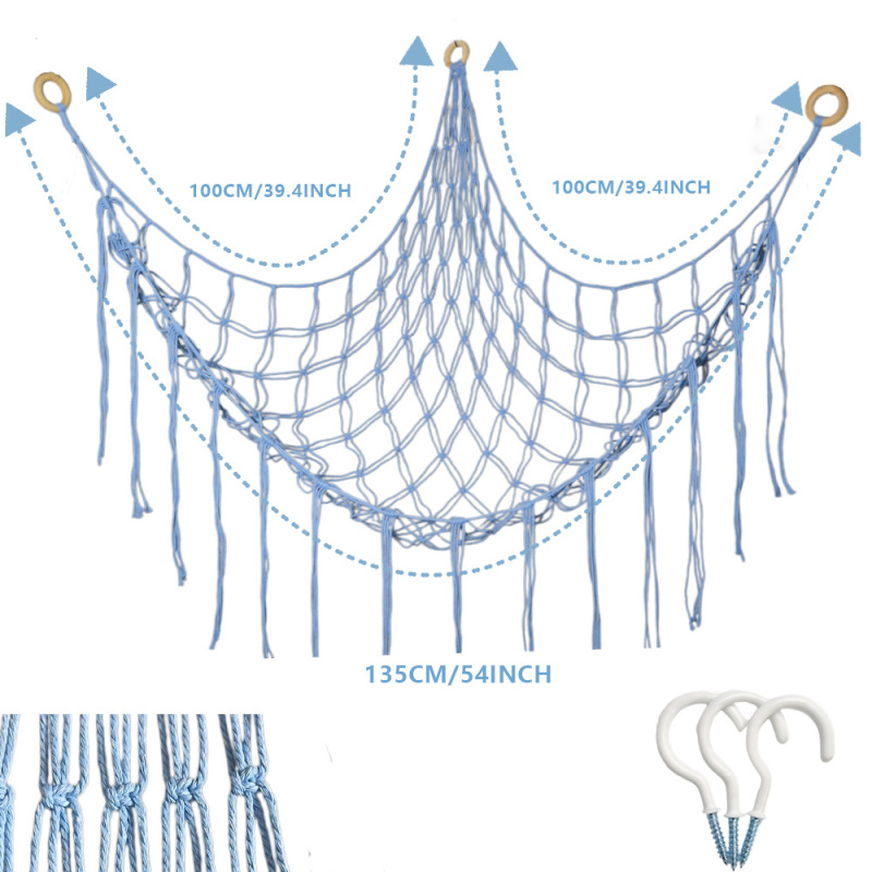 おもちゃ三角網兜手編み綿紐壁角収納寝室壁角収納網玩具公仔ハンモック|undefined