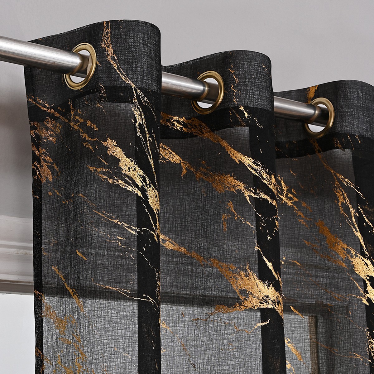 Cortina Translúcida Semiopaca con Diseño de Mármol Dorado, para Ventanas, con Perforaciones, para Dropshipping y Comercio Transfronterizo, Disponible en TEMU