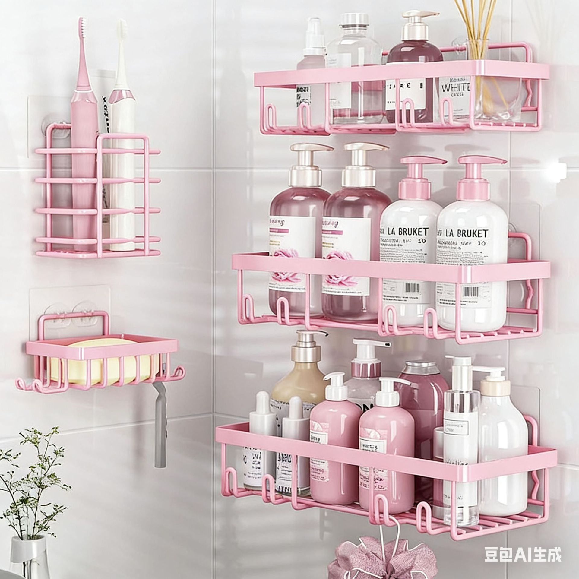 Cross-border Punch-free Bathroom Storage Rack Amazon Iron Toilet Toiletries Wall-mounted Organize Storage Rack