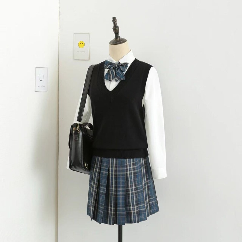 JK 制服セーターカーディガン卸売ベーシックジャケット女性の秋と冬のカレッジスタイルニットセータージャケット V ネック|undefined