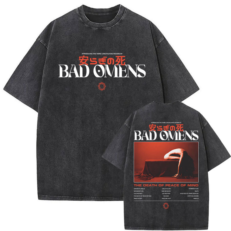 Washed Vintage Bad Omens Band T-Shirt the Death of Peace of m Washed Vintage Bad Omens Band T-Shirt the Death of Peace of m